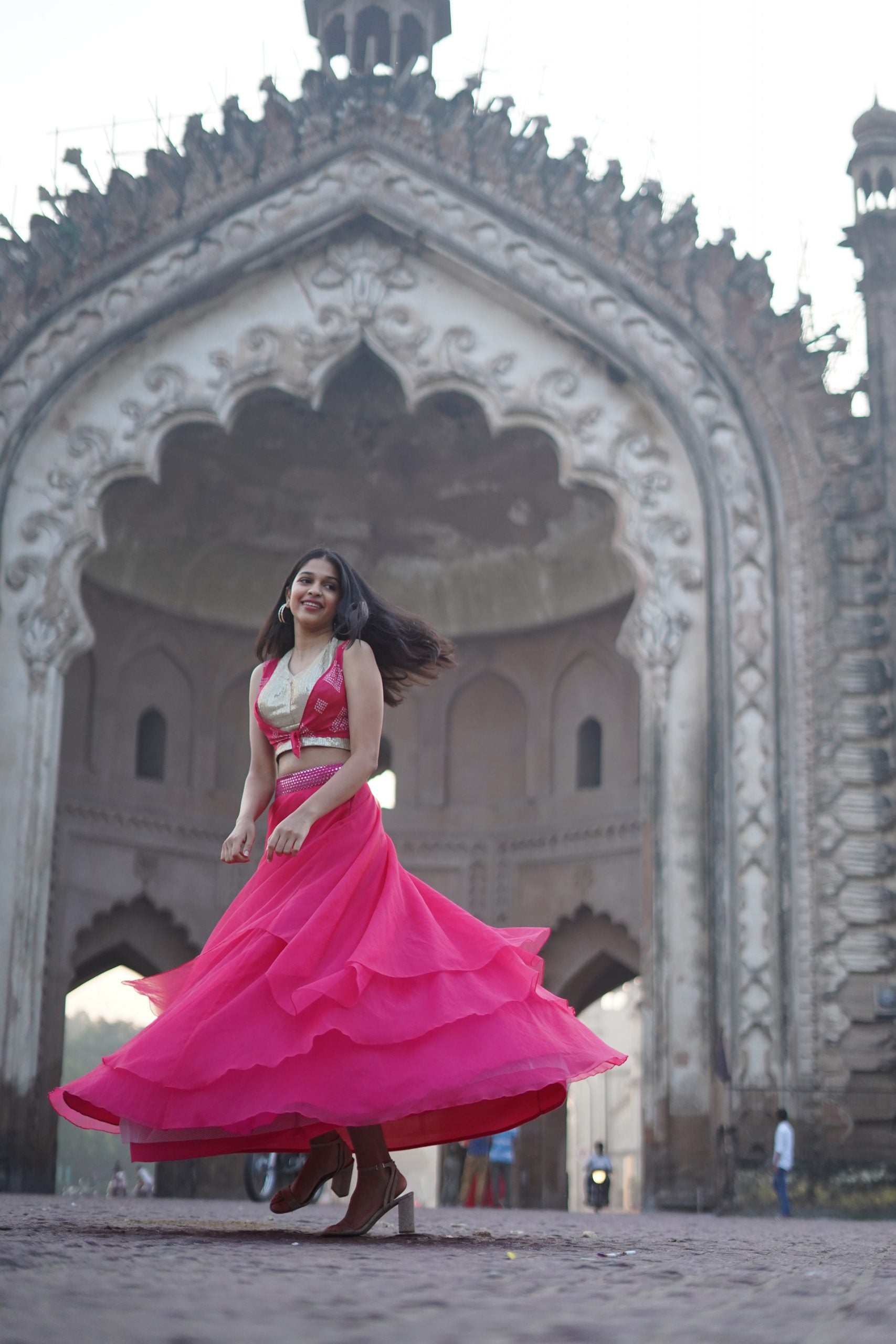 Pink Organza Skirt With Blouse and Jacket