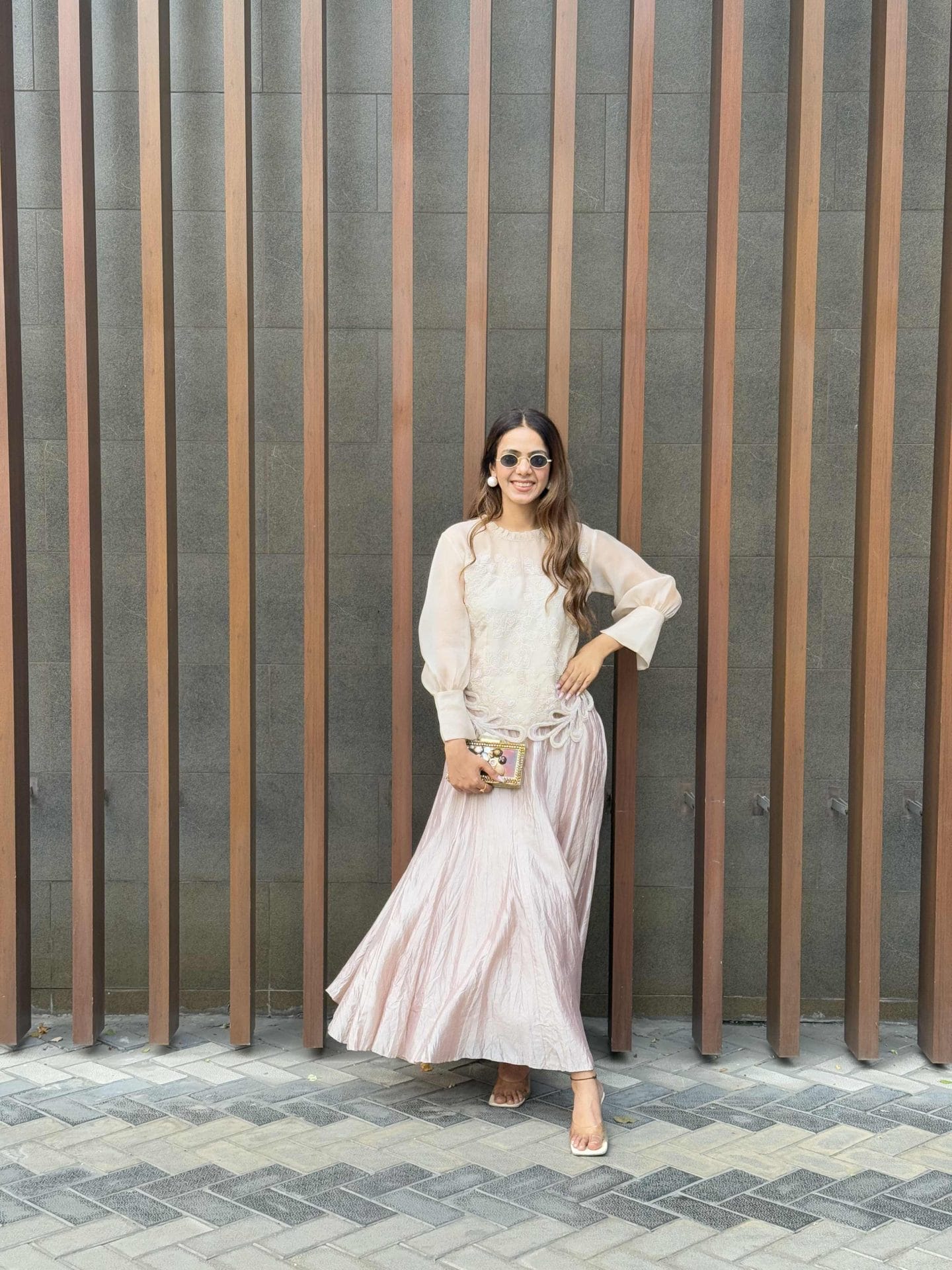 Organza Cutwork Top With Skirt