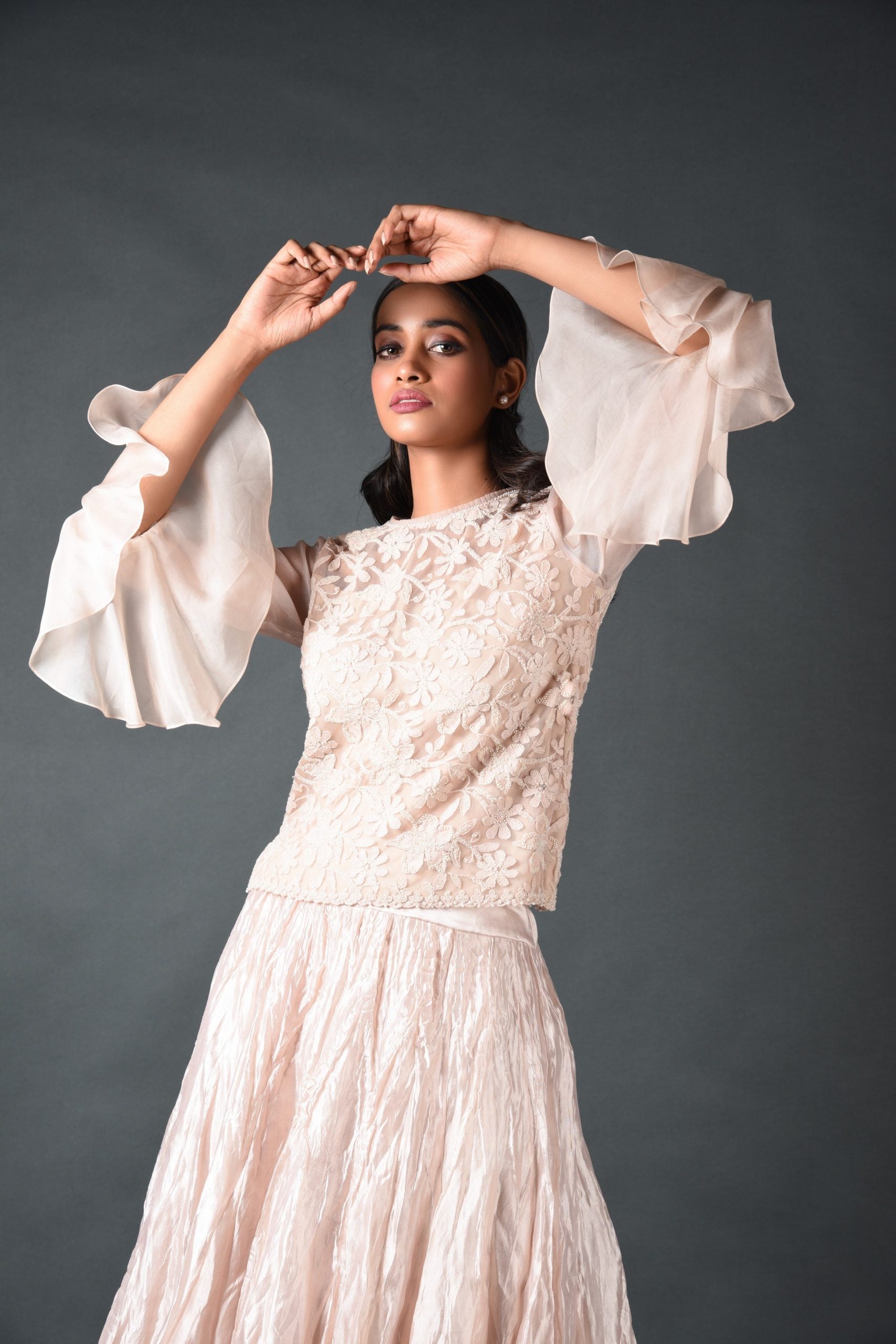 Jewel Chikan Top With Skirt