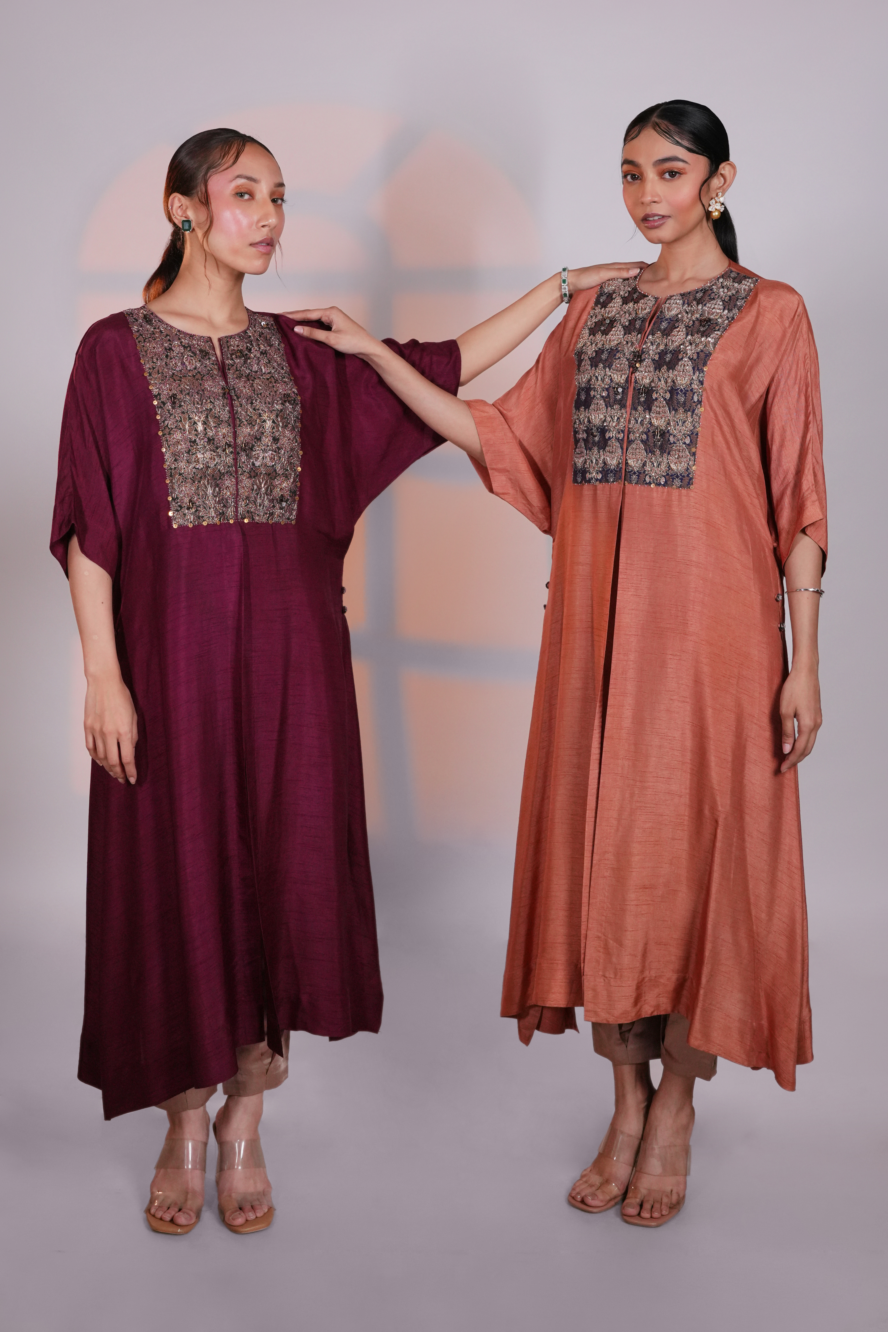 Rust Reglan Silk Kurta