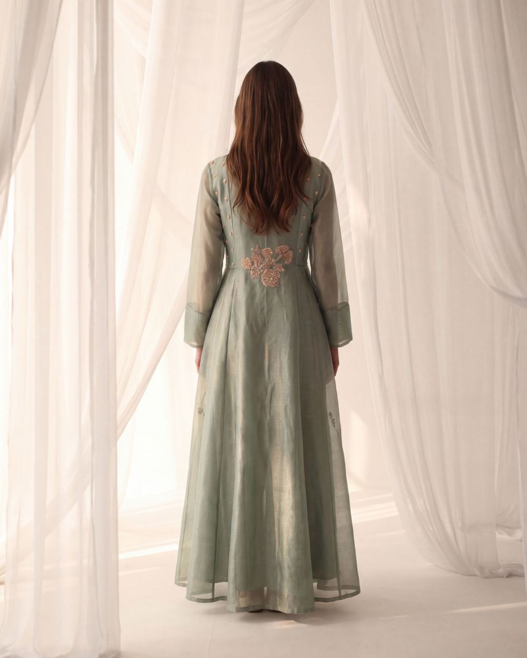 Grey Blue Banarasi Angrakha