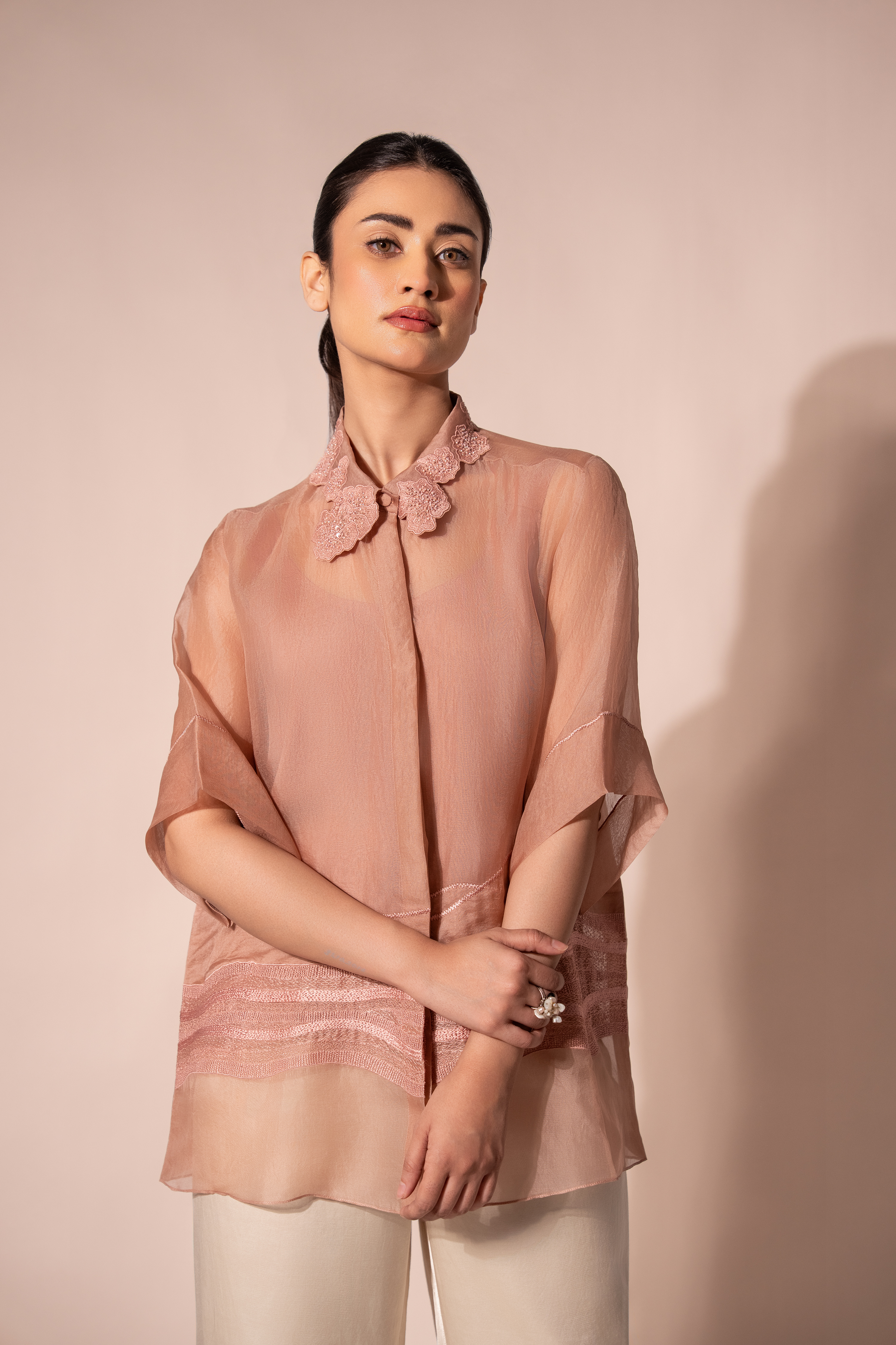 Peach Wave Organza Shirt