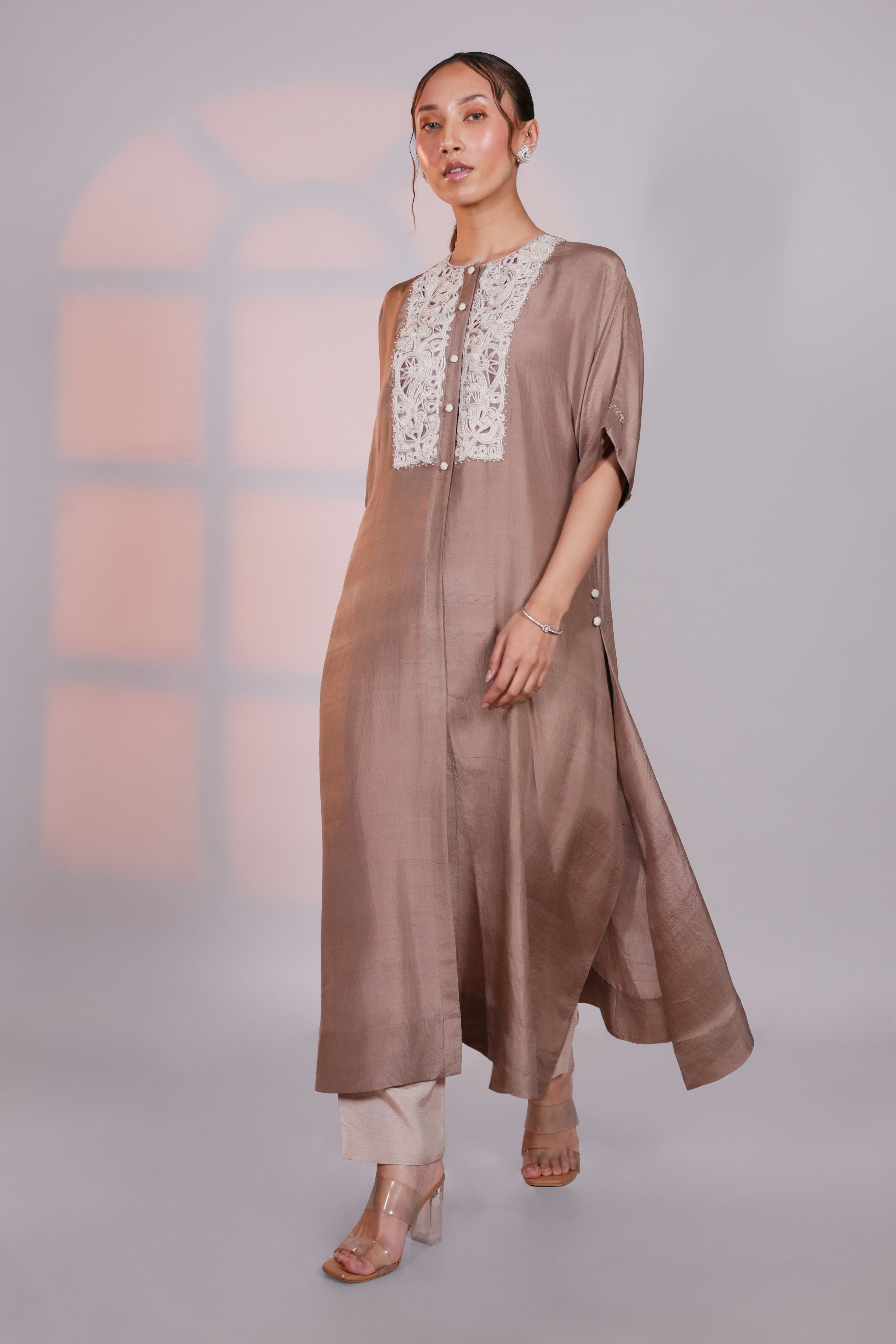 Beige Silk Kurta