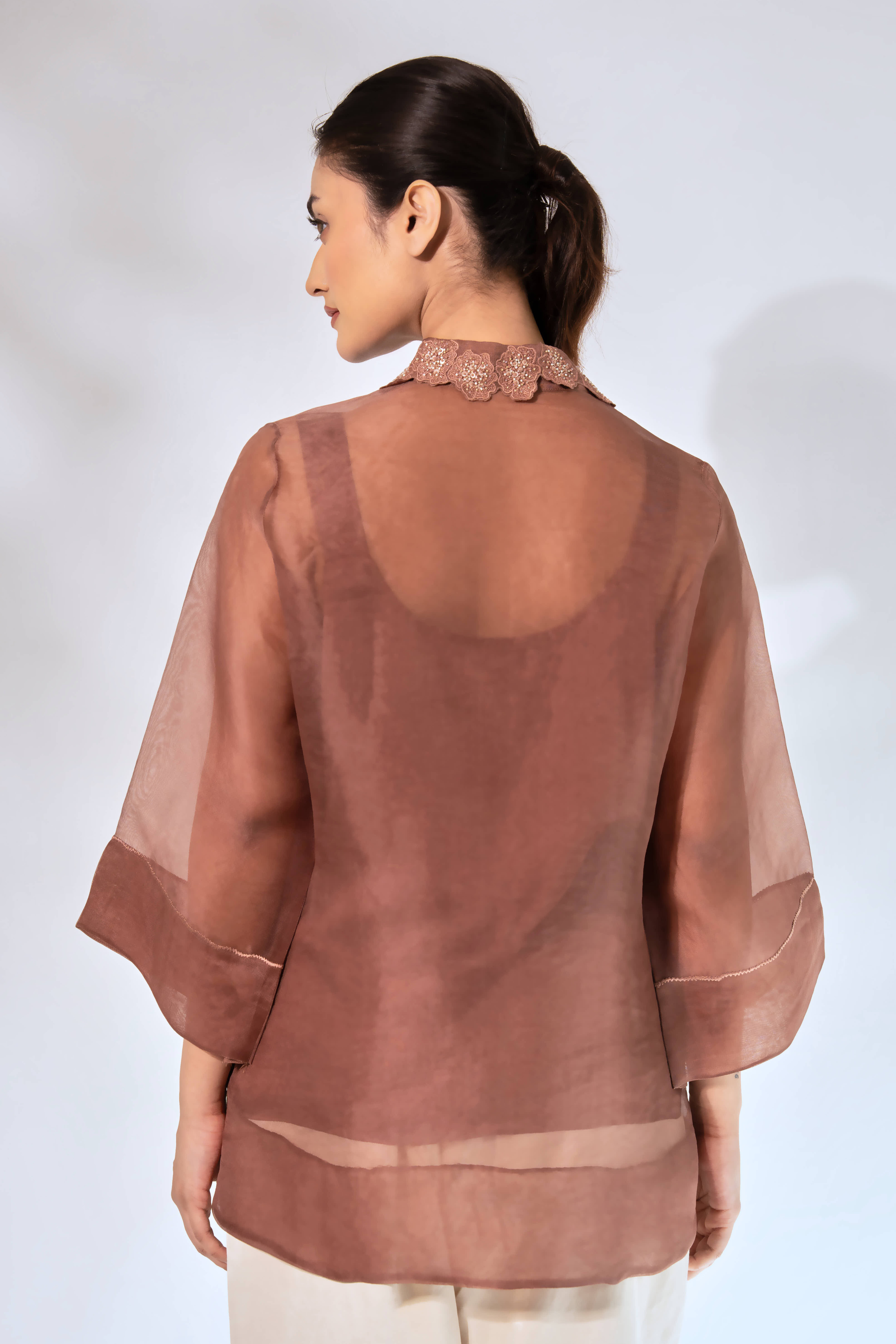 Brown WaveBorne Organza Shirt