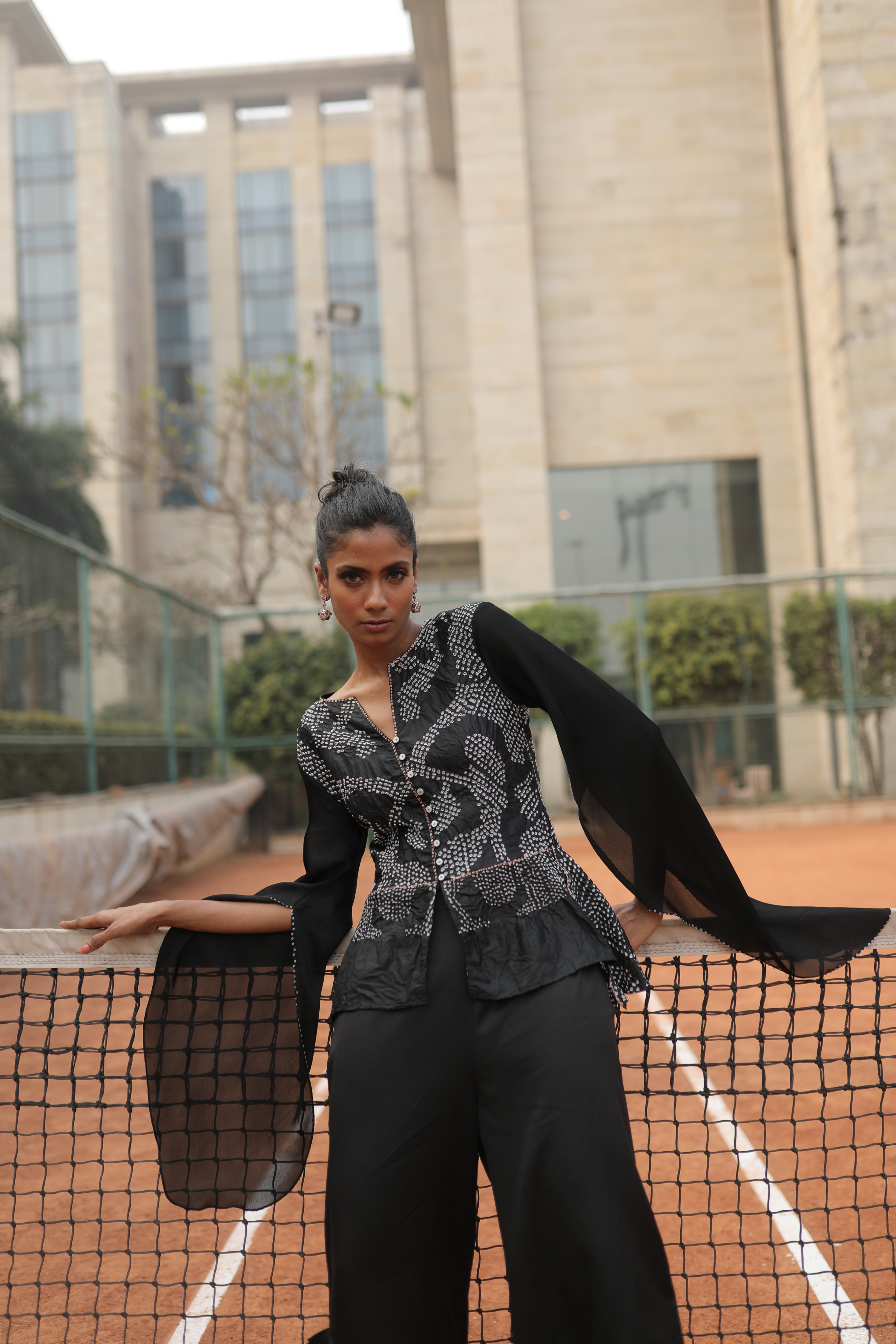 Black Bandhej Top