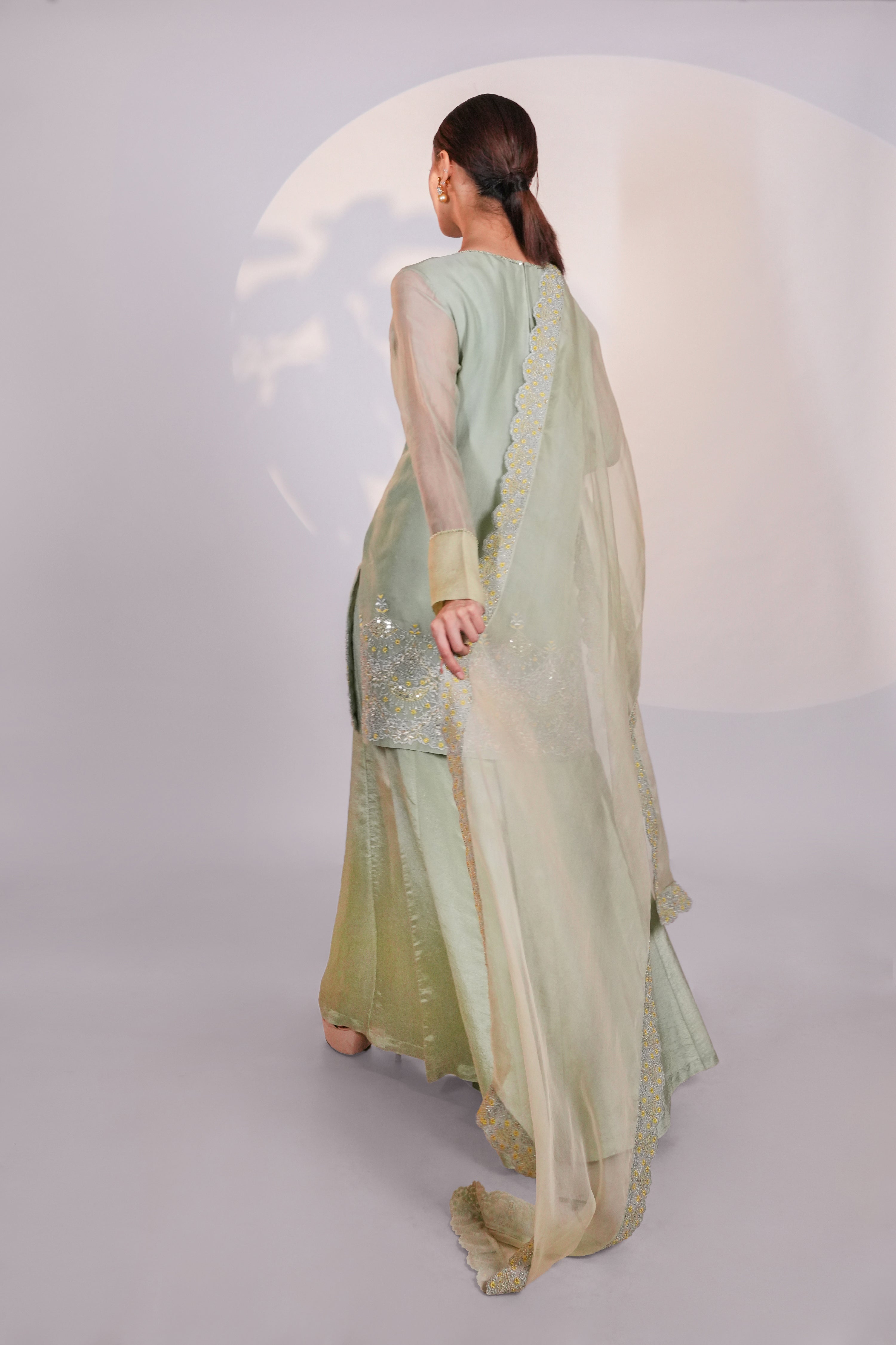Green Organza Kurta