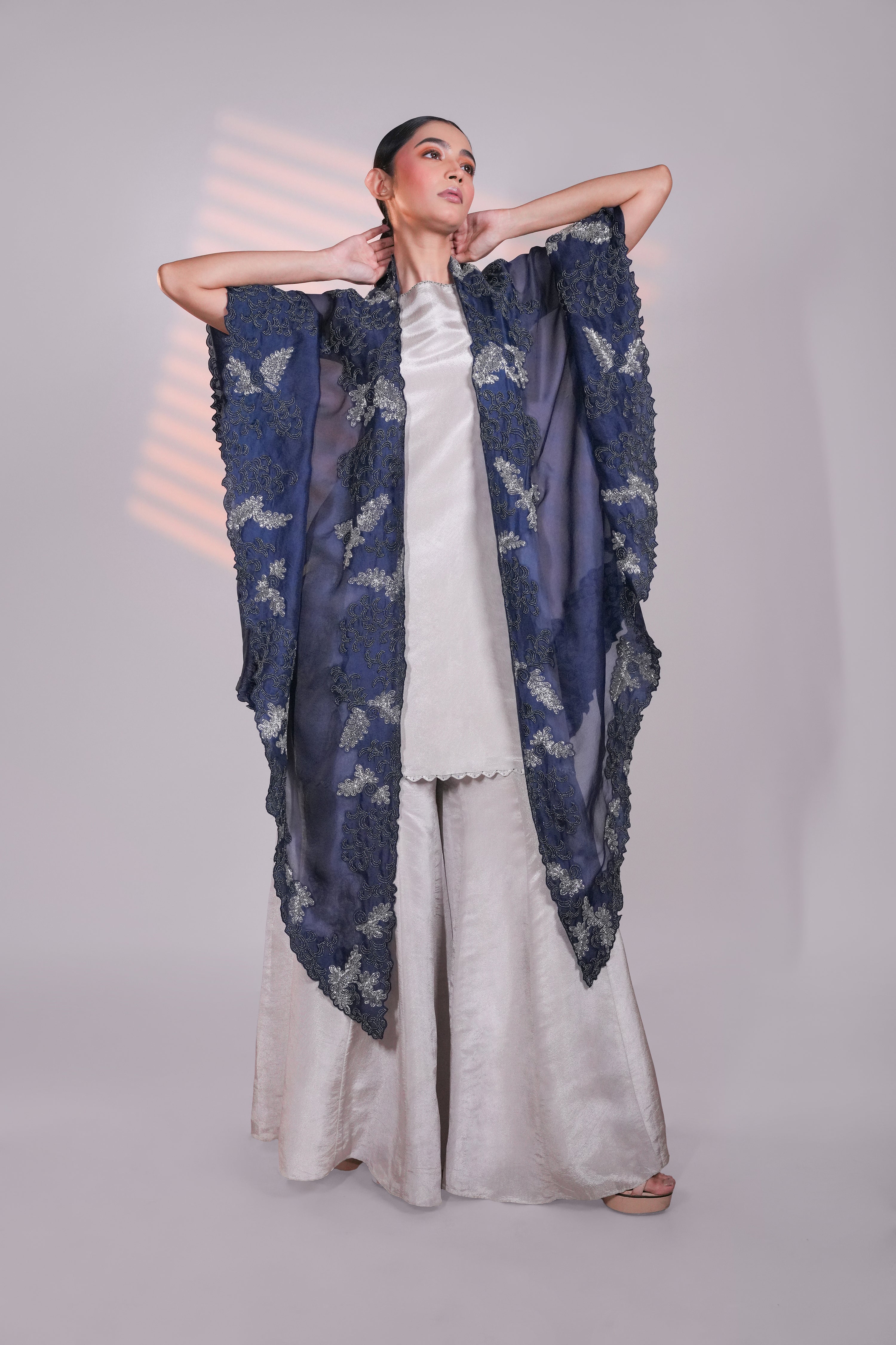 Blue Organza Peacock Cape