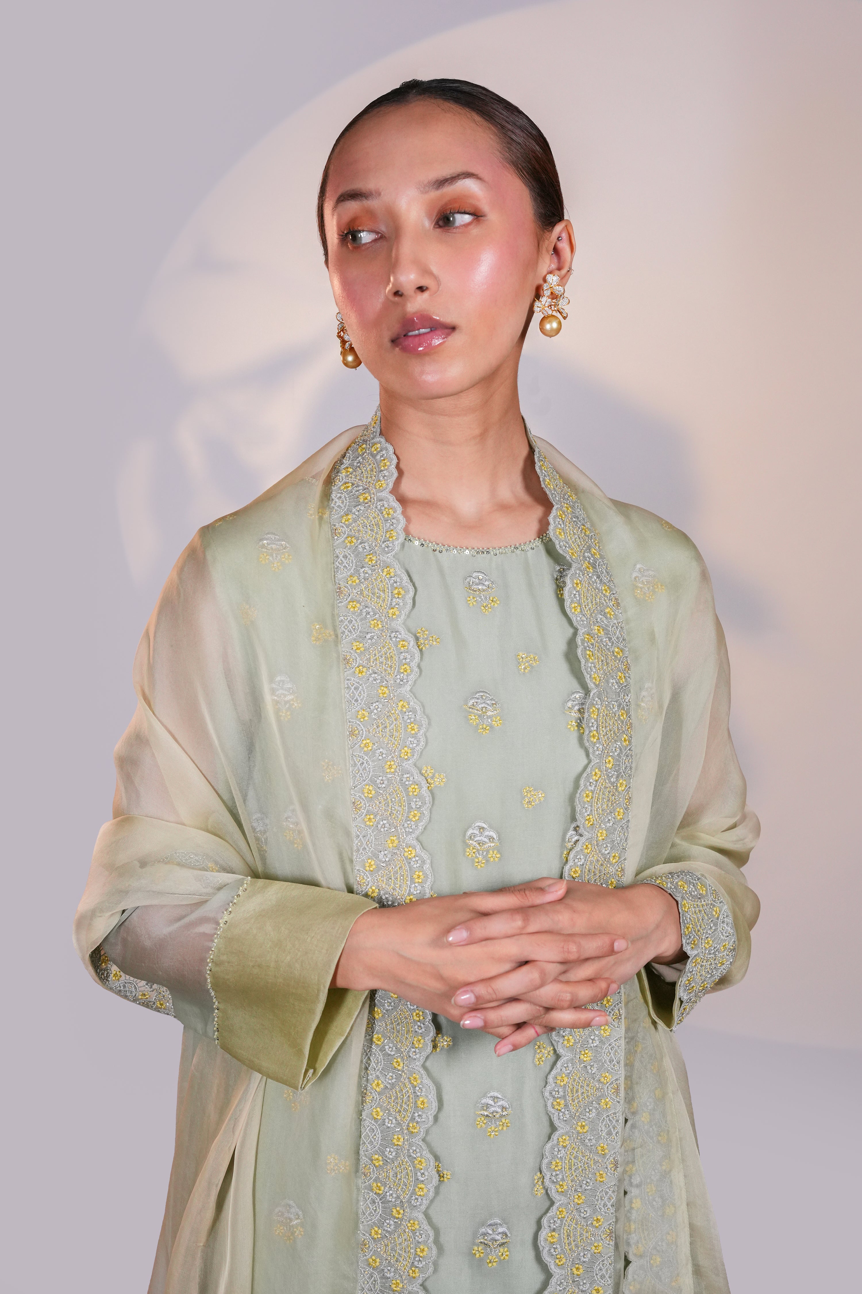 Green Organza Kurta