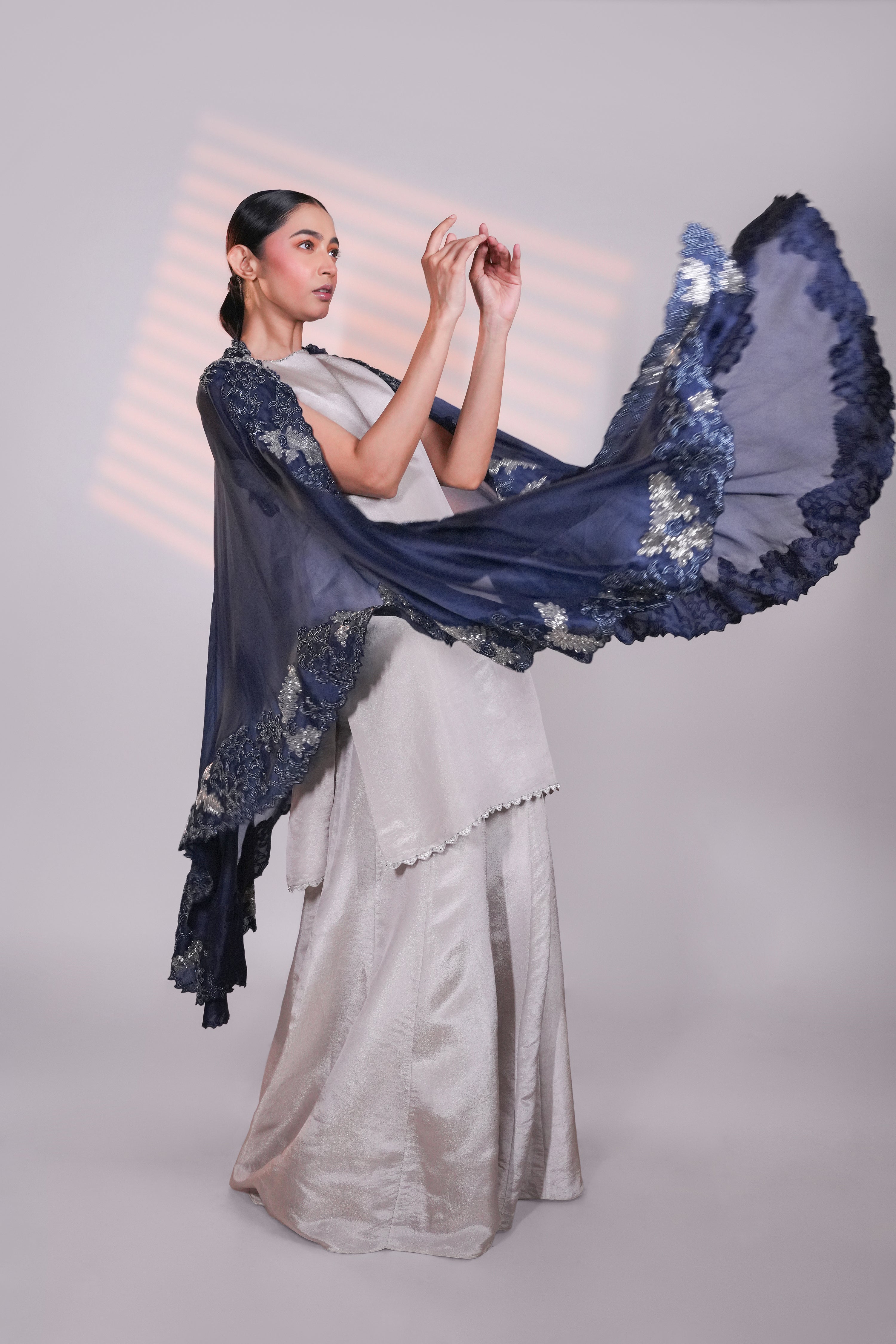 Blue Organza Peacock Cape