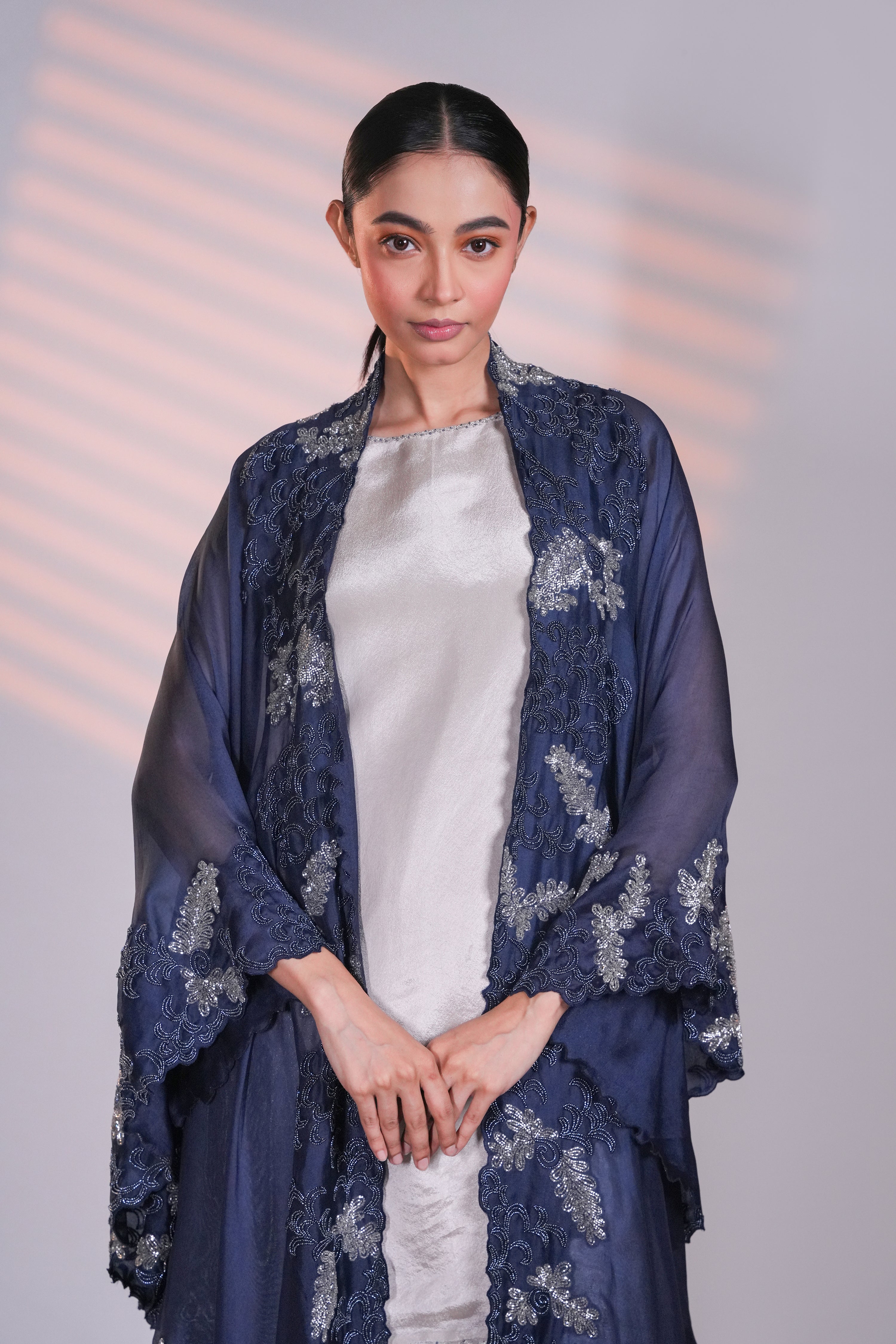 Blue Organza Peacock Cape