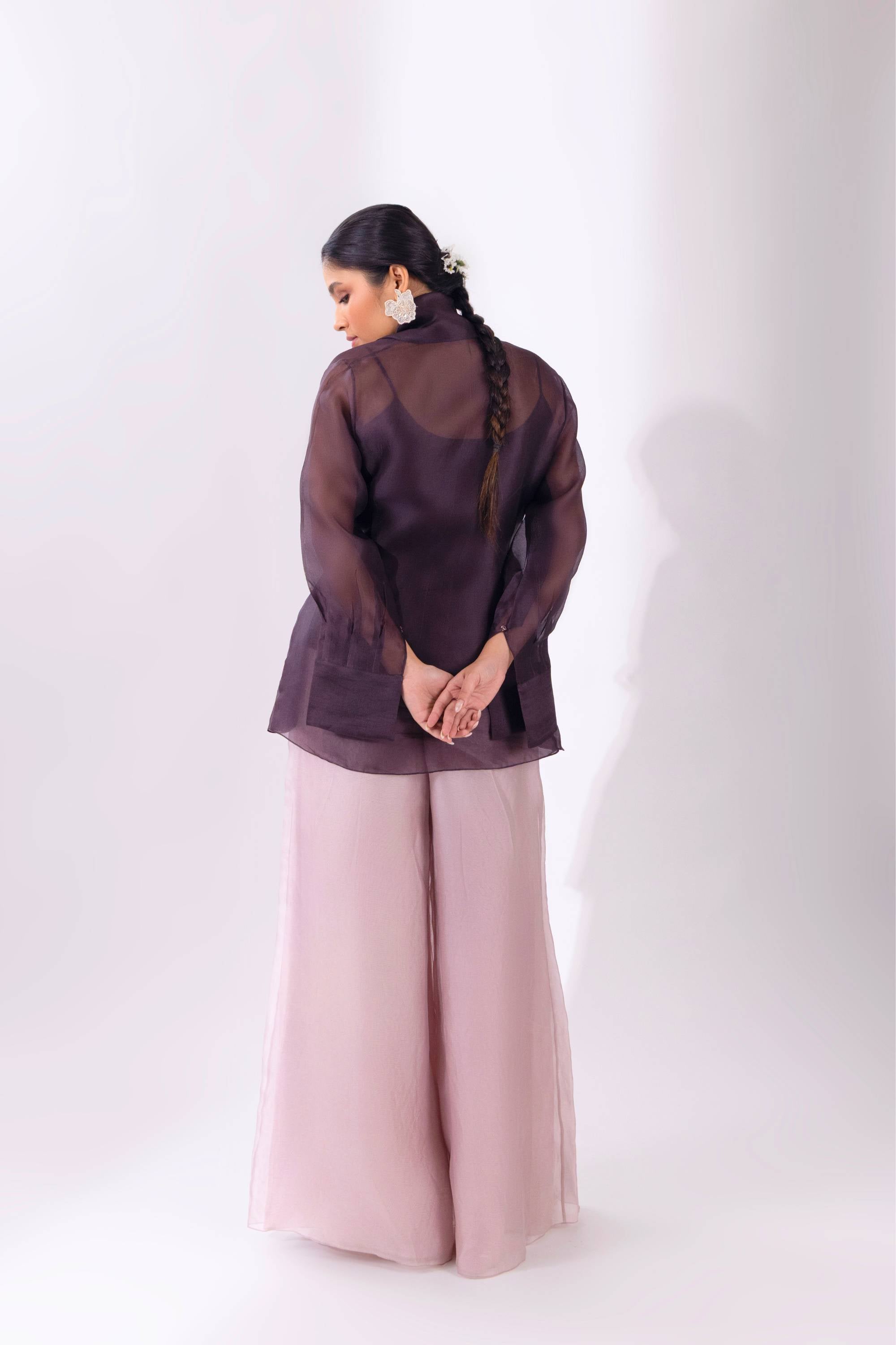 Brown Overlay Jacket With Pant
