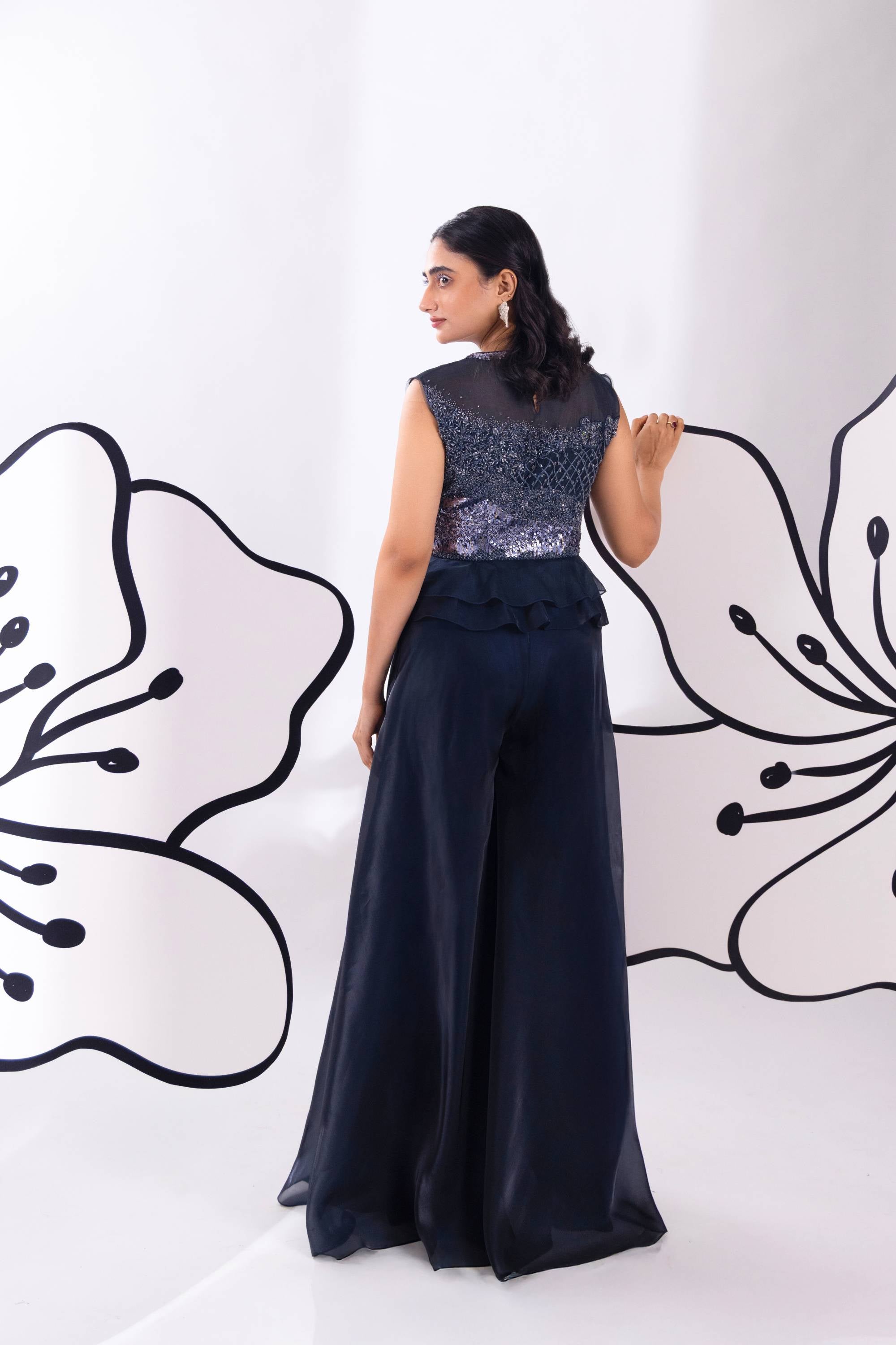 Blue Shimmer Peplum Set