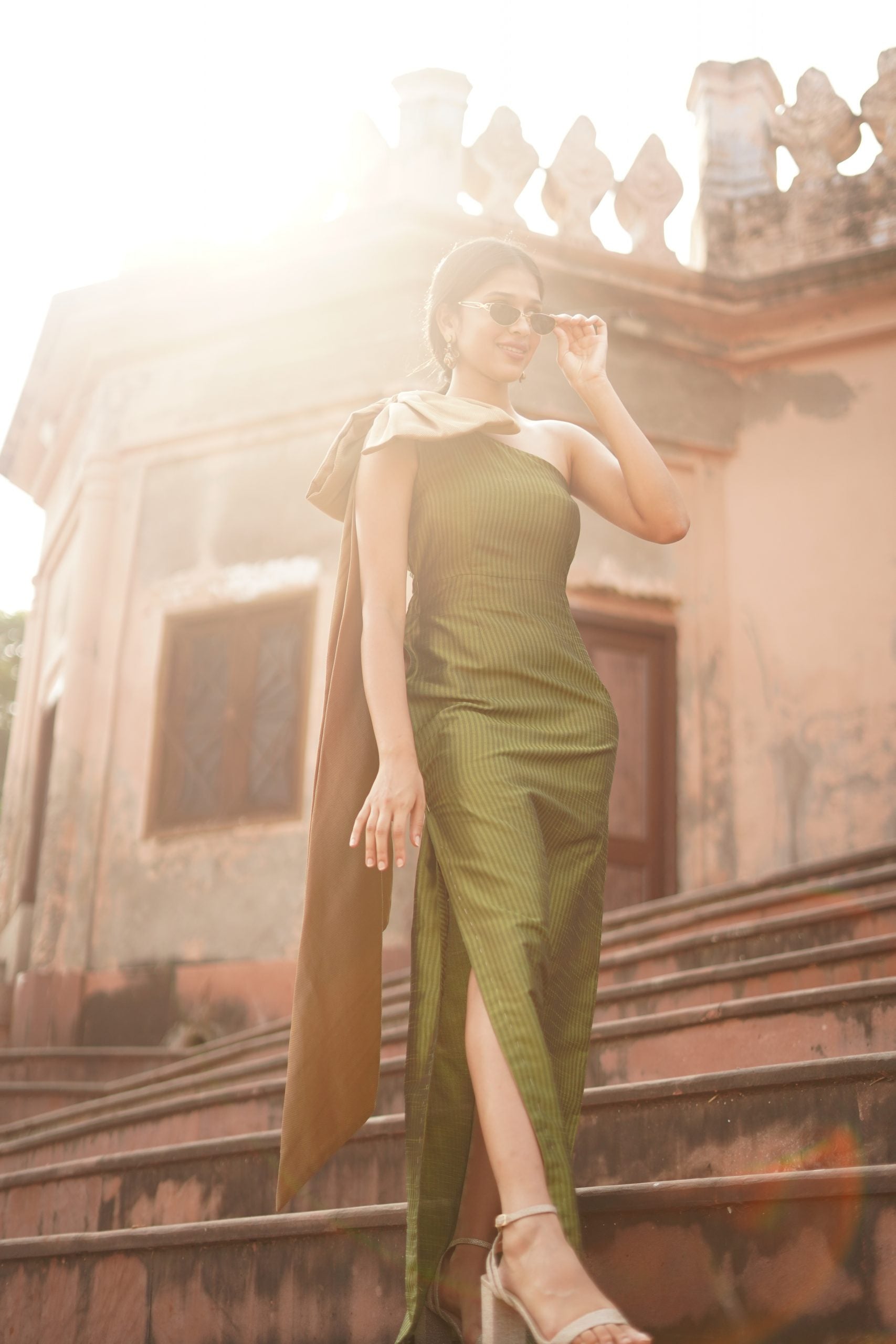 Green Brocade Dress