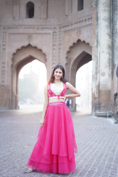 Pink Organza Skirt With Blouse and Jacket