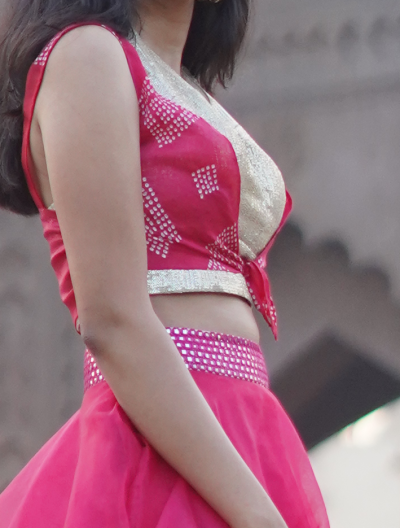 Pink Organza Skirt With Blouse and Jacket