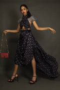 Blue Bandhej Skirt With Bustier