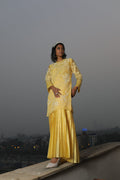 Yellow Organza Kurta With Pant and Dupatta