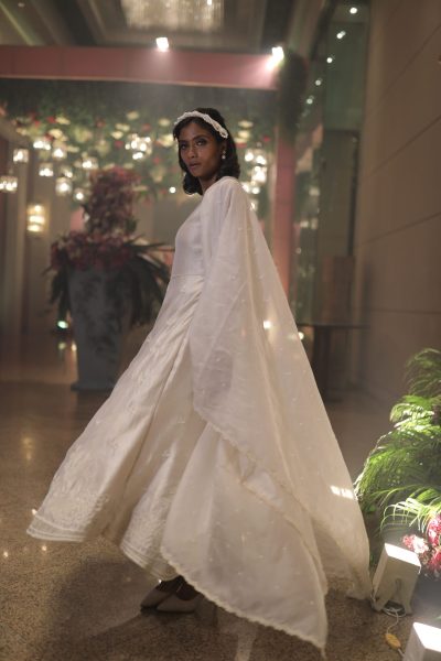 White Silk Kurta With Pant and Dupatta