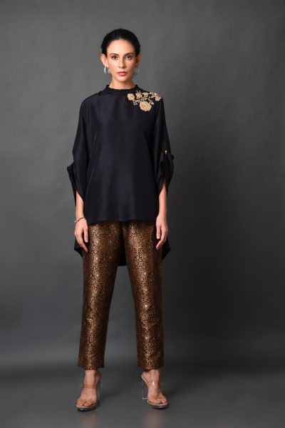 Black SIlk Top With Pant