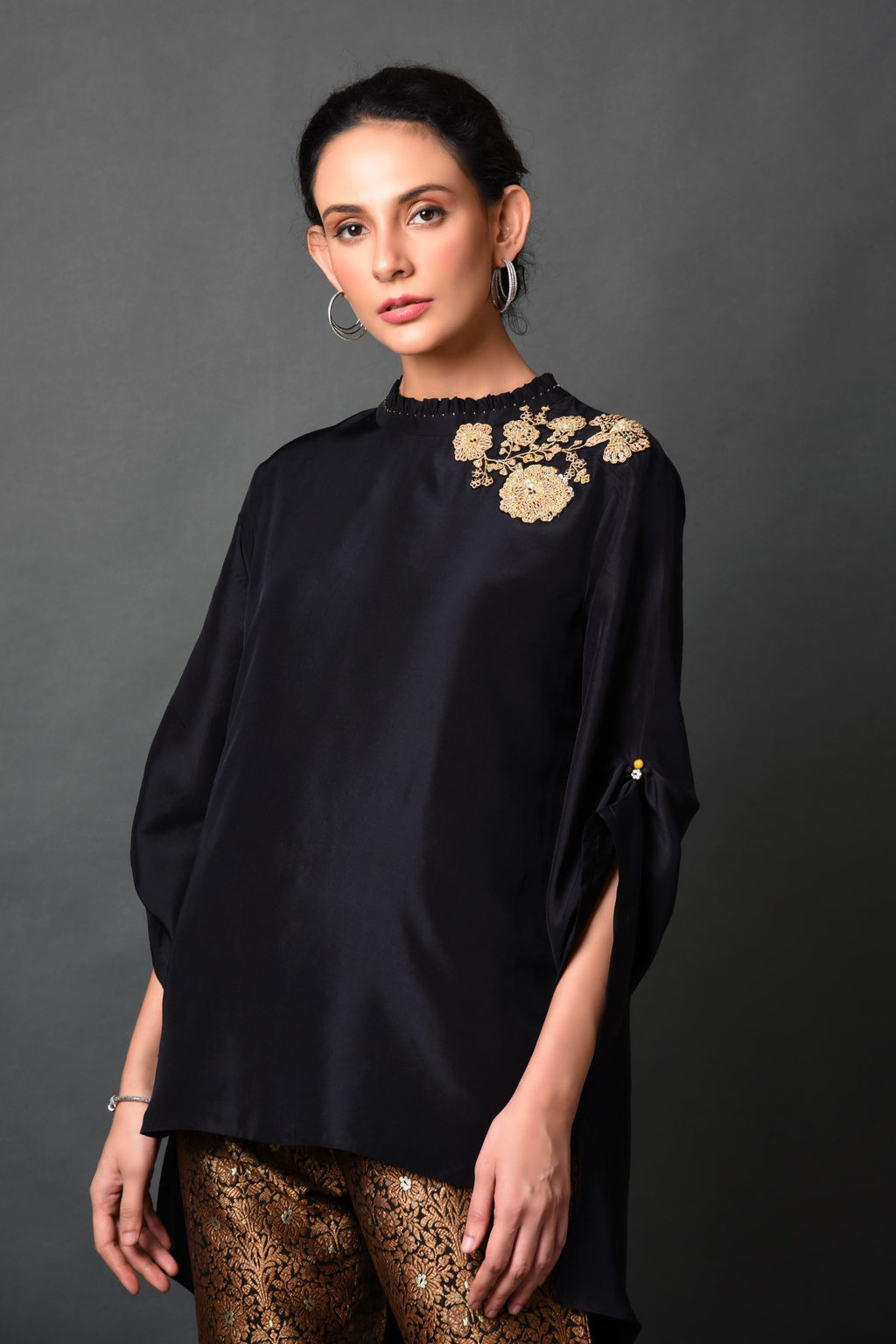 Black SIlk Top With Pant