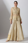 White Chikan Pant With Top