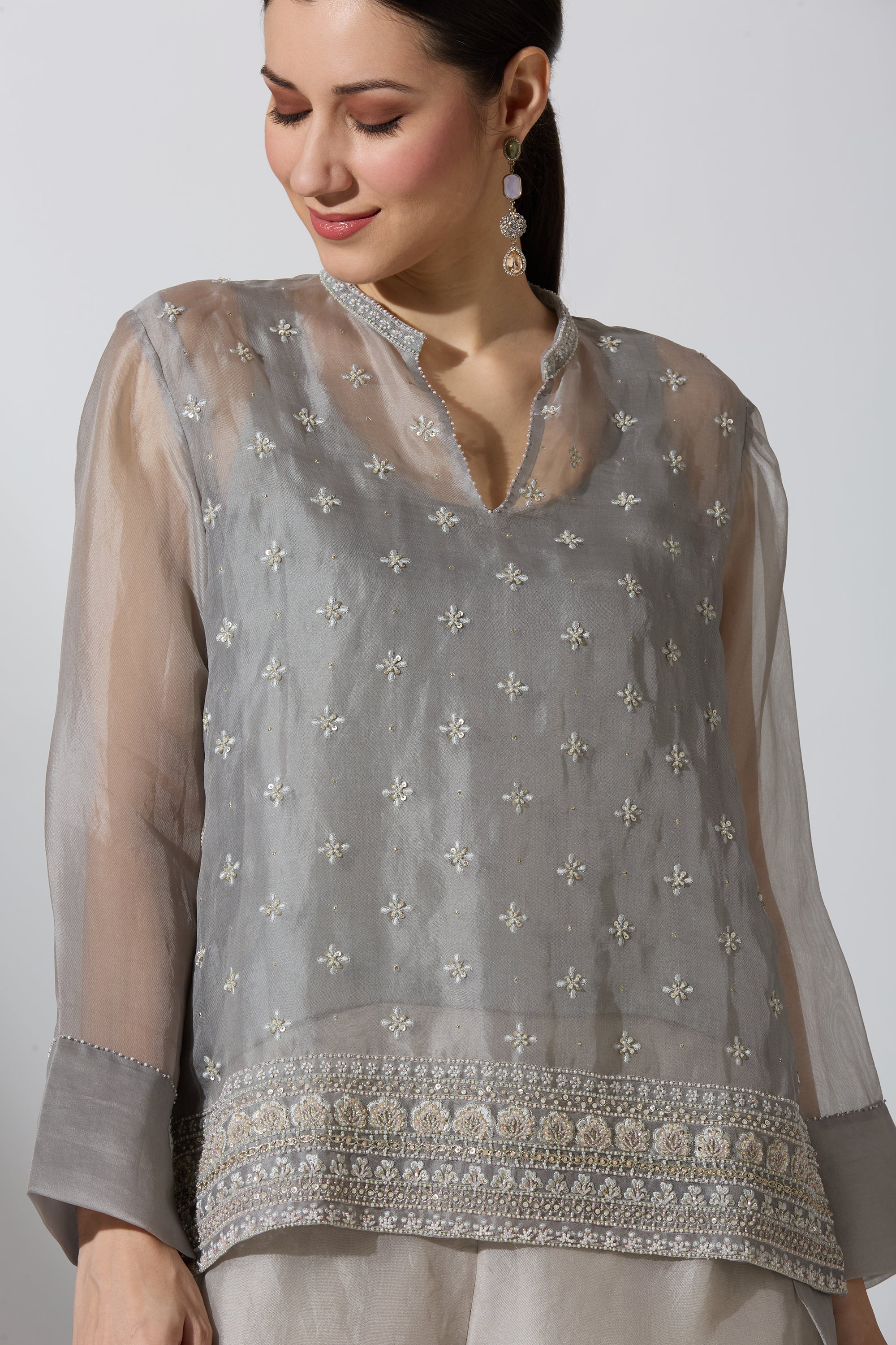 Grey Organza Shirt