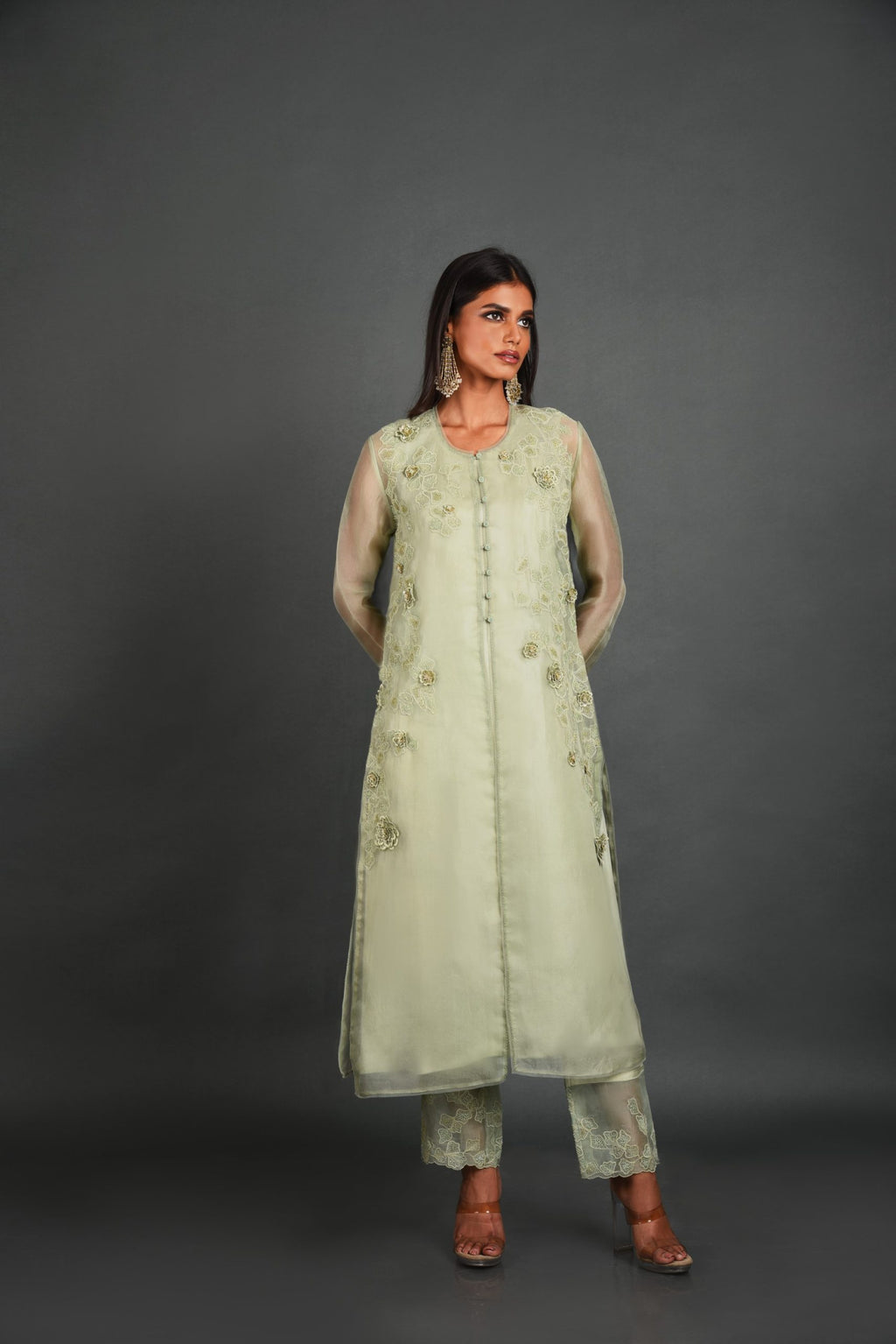 Green Organza Kurta