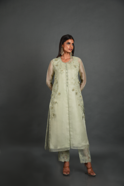 Green Organza Kurta