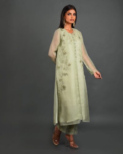 Green Organza Kurta
