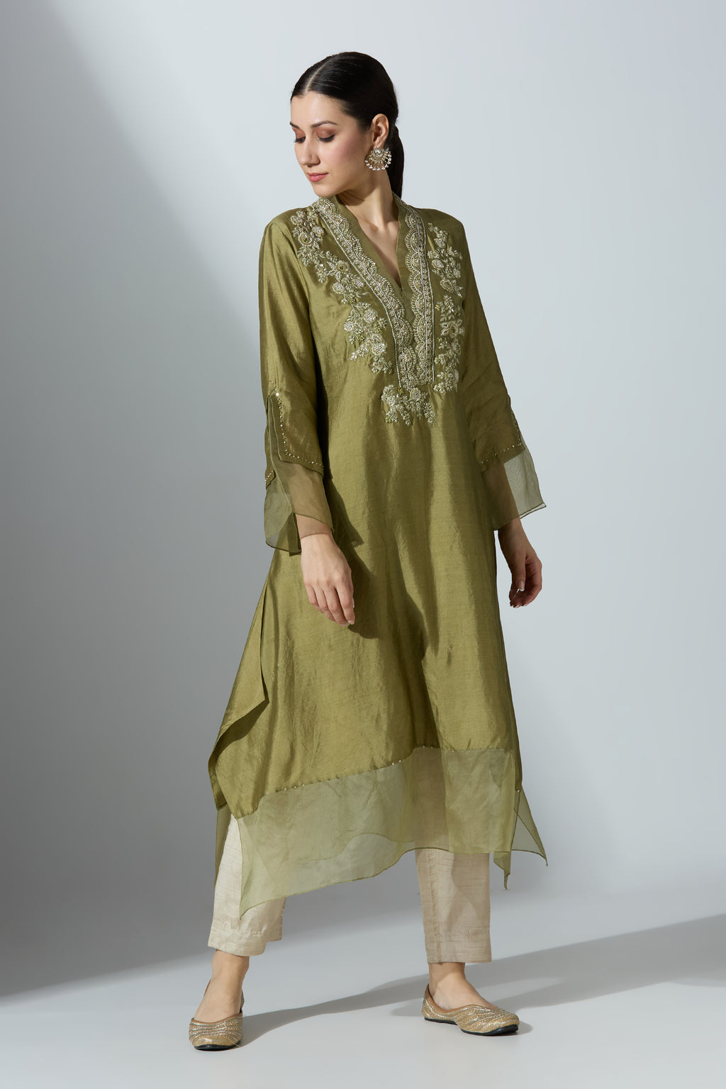 Green Silk Kurta