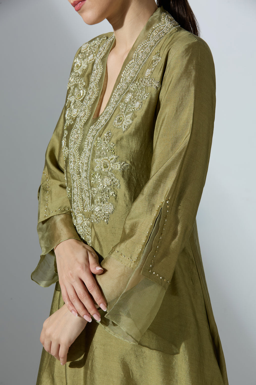 Green Silk Kurta
