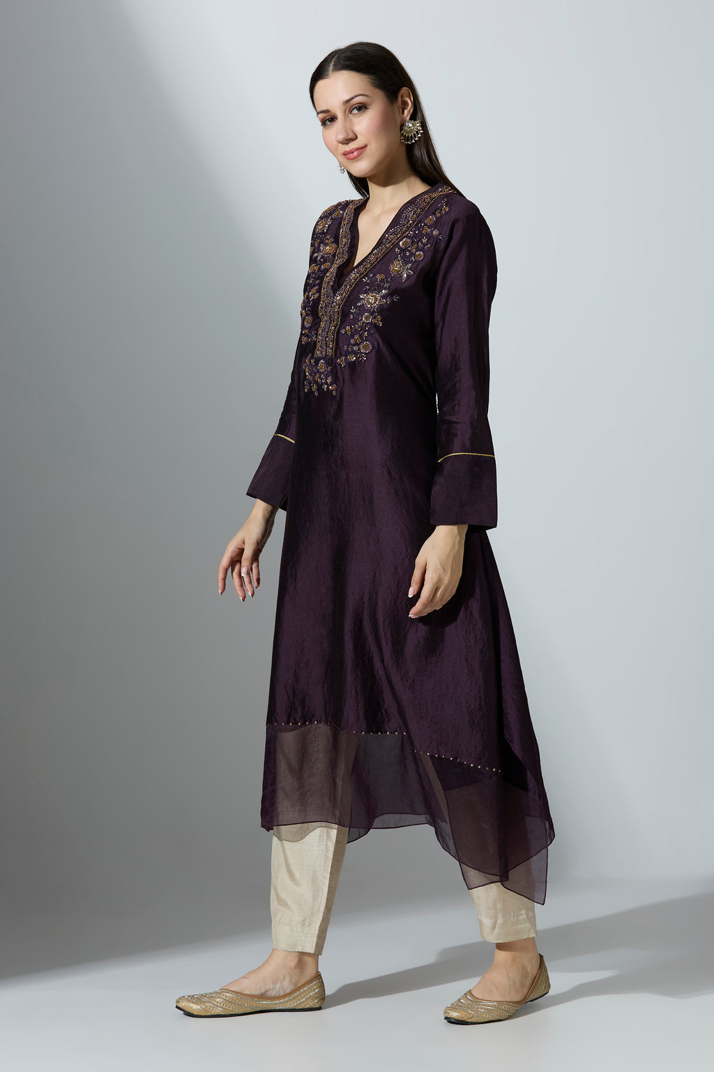 Purple Silk Kurta