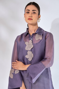 Grey Petaline Organza Shirt