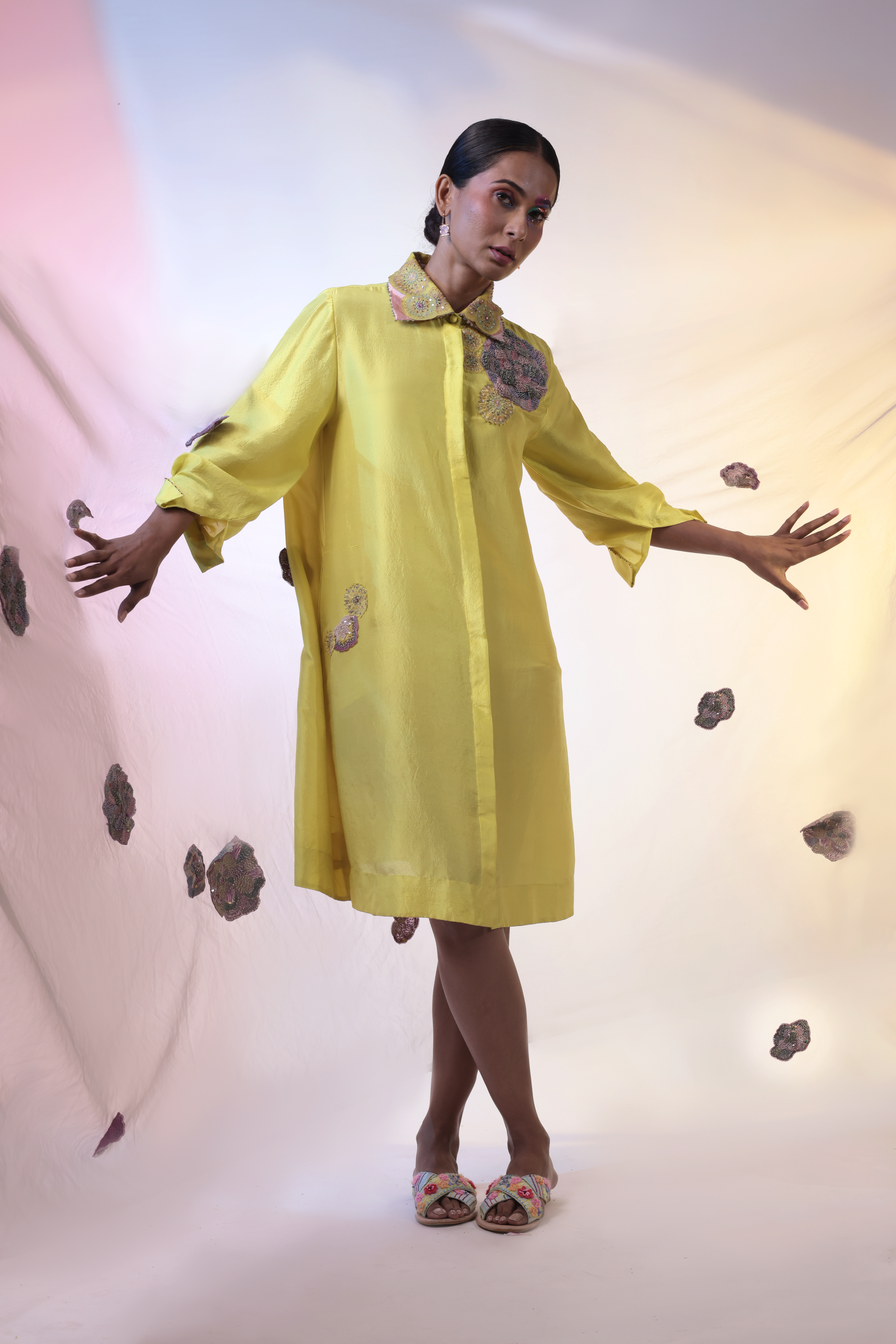 Golden Yellow Thick Silk Dress