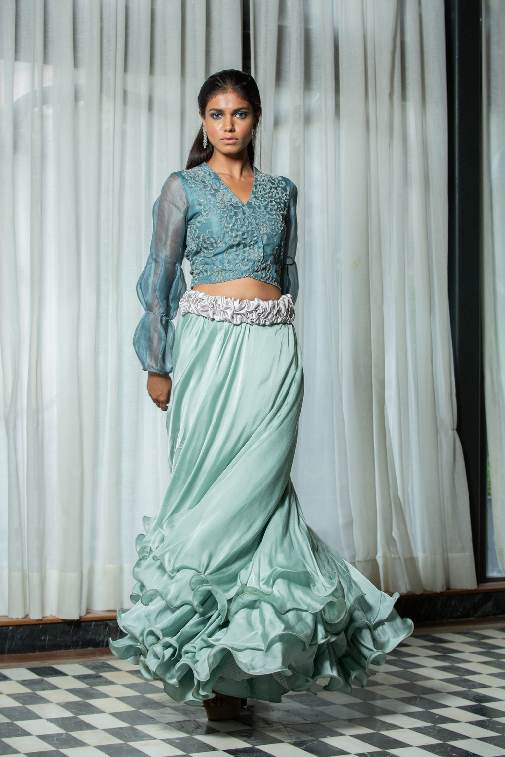 Blue Organza Blouse