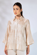 White WaveBorne Silk Shirt