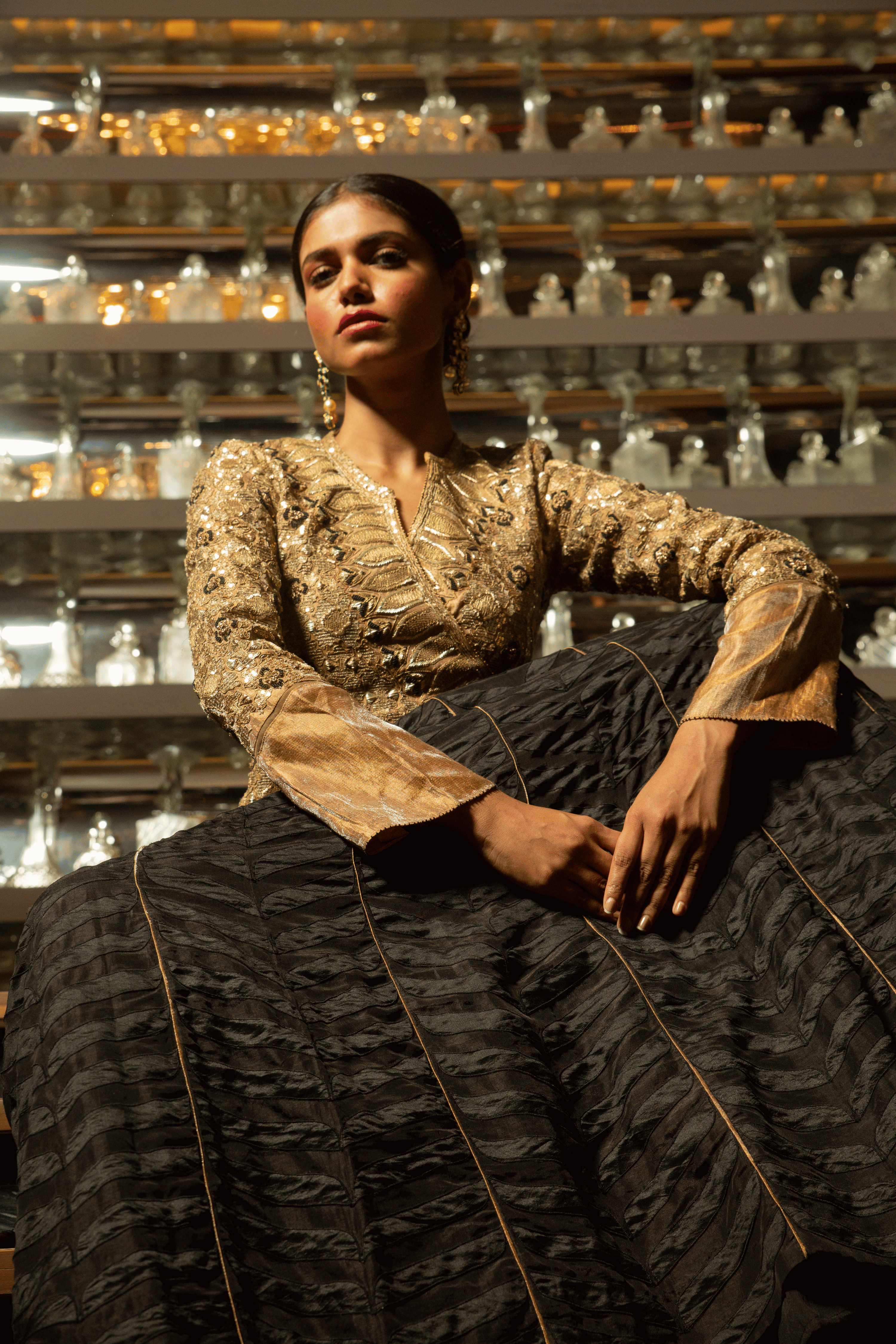 Black Silk Lehenga With Blouse