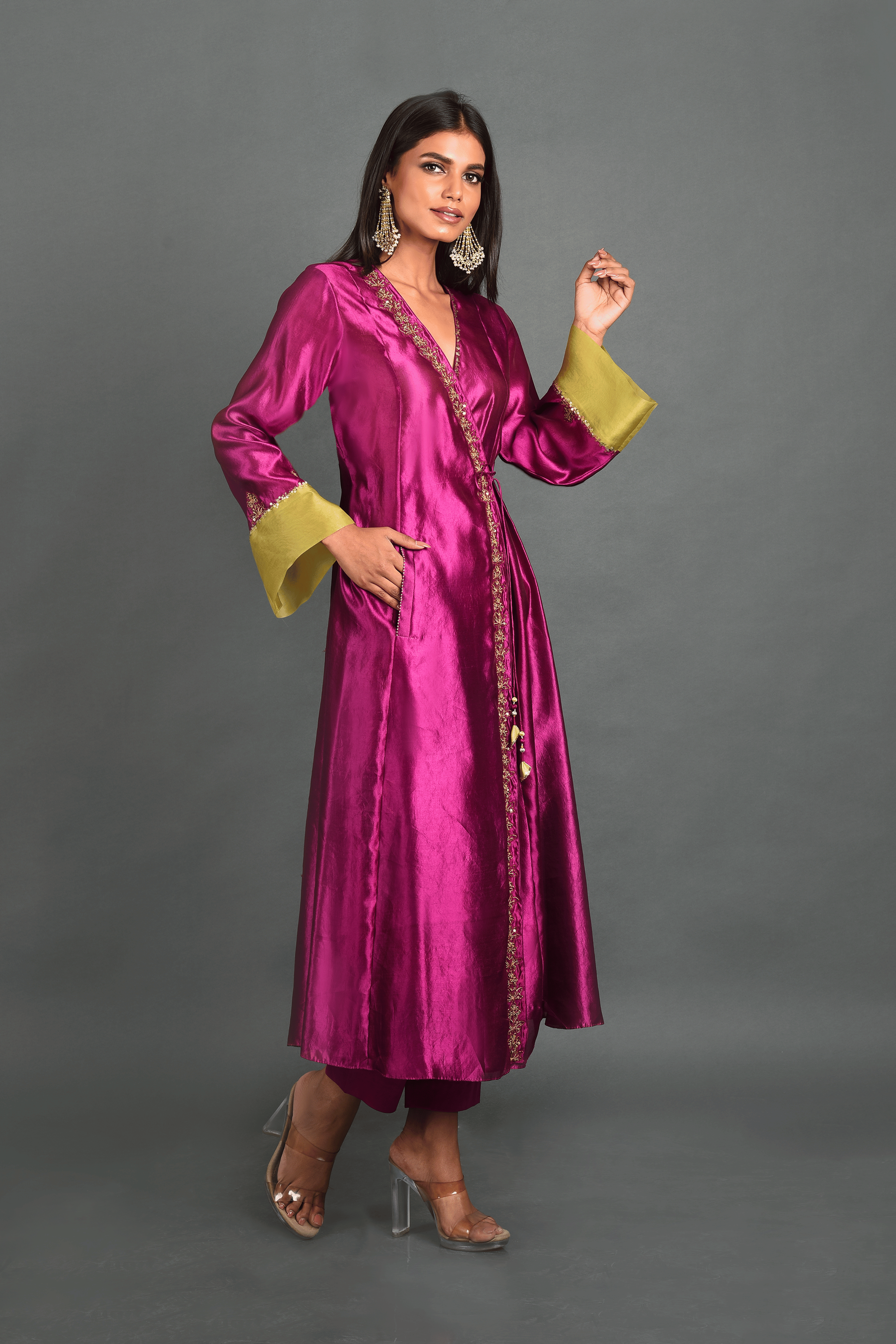 Pink Silk Kurta With Pant