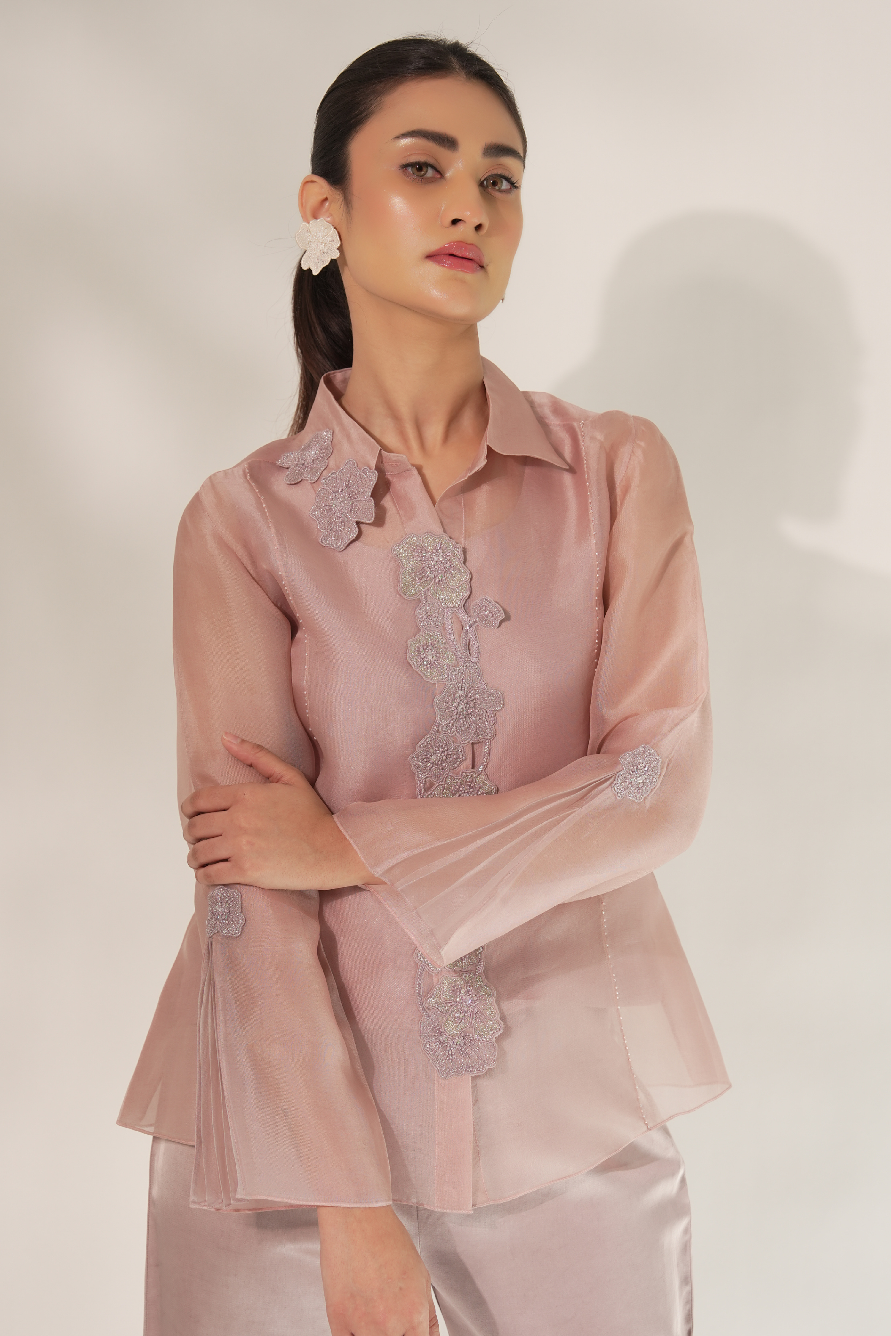 Purple Princess Cut Organza Shirt