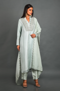 Grey Organza Kurta With Pant and Dupatta