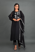 Black Organza Kurta With Pant and Dupatta