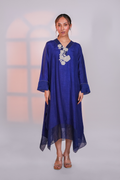 Blue Asymmetric Silk Kurta