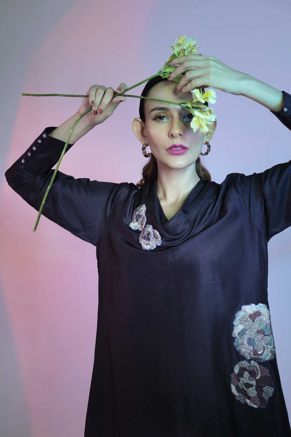 Purple Silk Kurta With Pant
