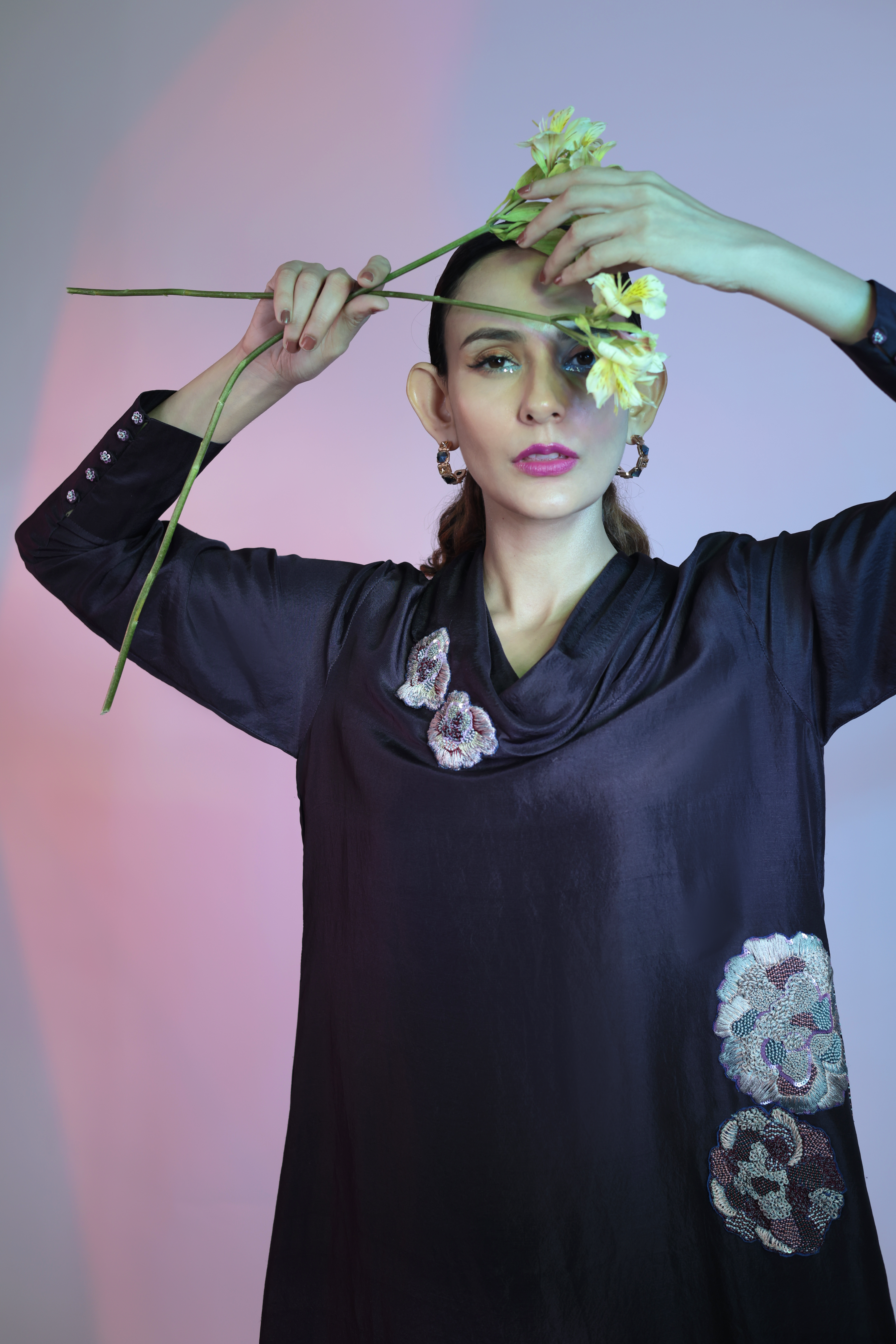 Purple Silk Kurta With Pant