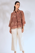 Brown WaveBorne Organza Shirt