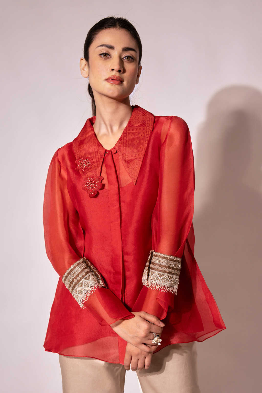 Red Long Collar Shirt