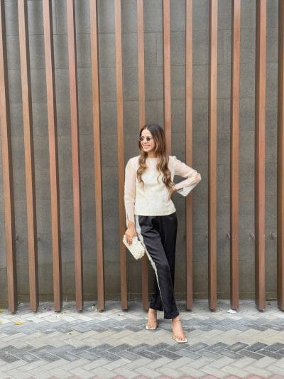 White Organza Top With Pant