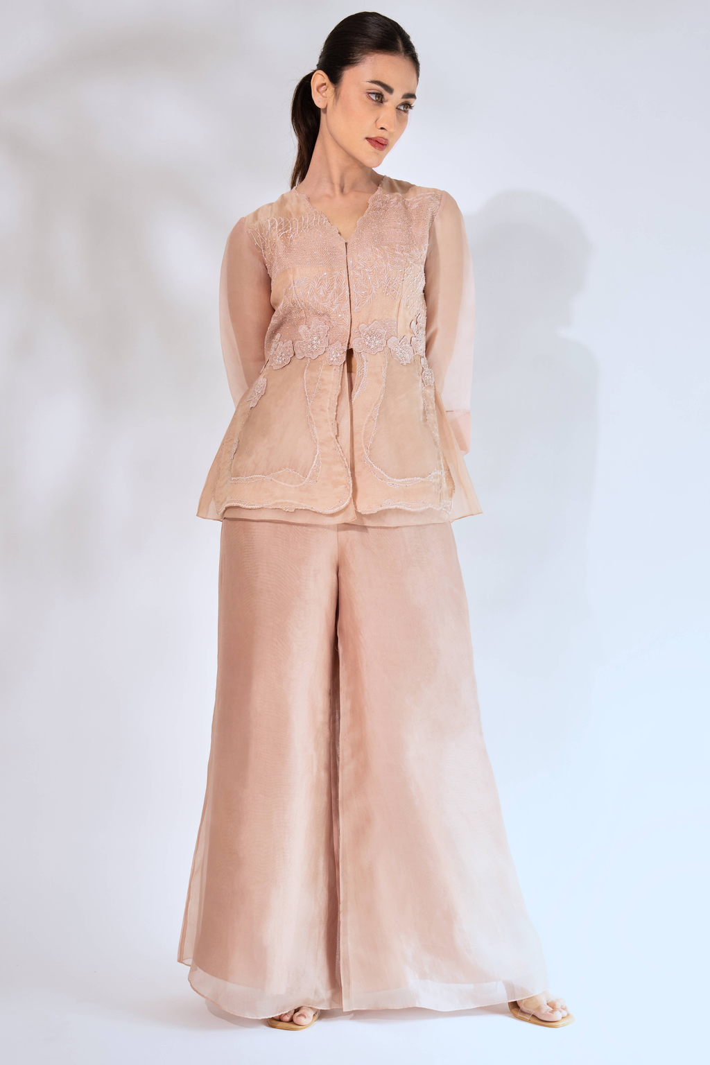 Peach Wave Peplum Top