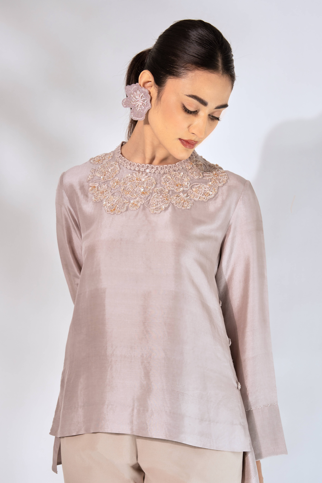Nude High Neck Top