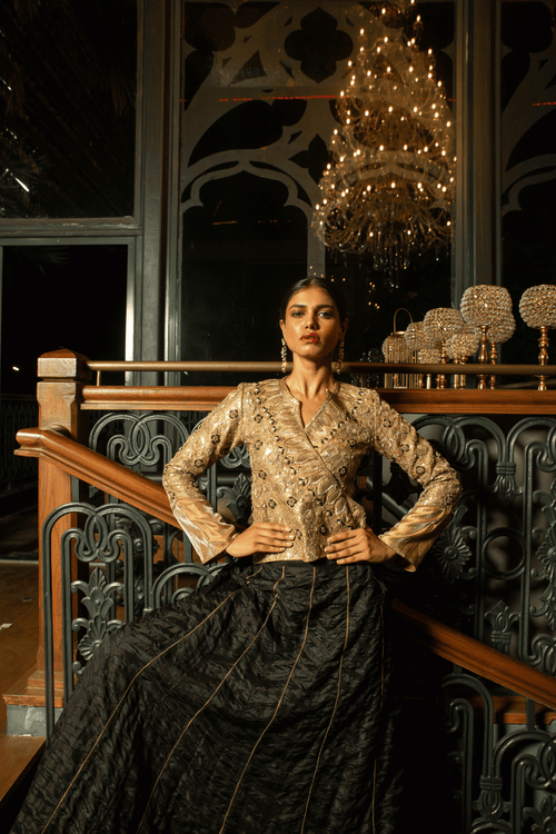 Black Silk Lehenga With Blouse